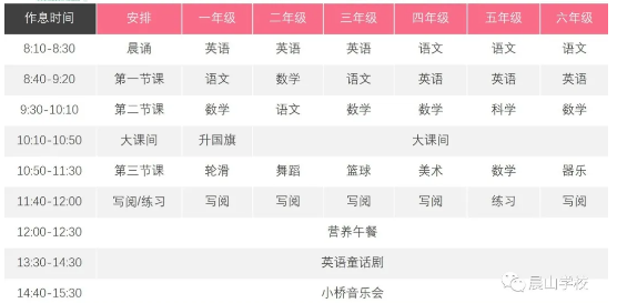 開放日課程表